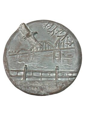 Isabel Bloom 1997 Eagle Bridge Wall Plaque #452 Cast Stone American Decor